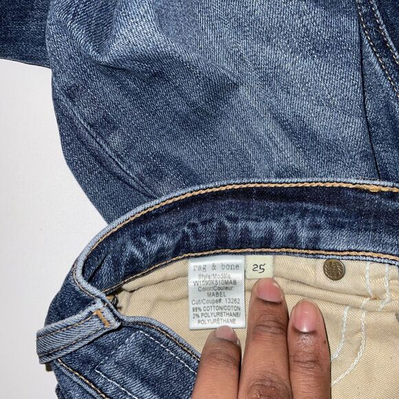 Rag & Bone Women's Blue Denim Dre Mabel Distressed Crop Jeans Size 25 - Picture 5 of 6